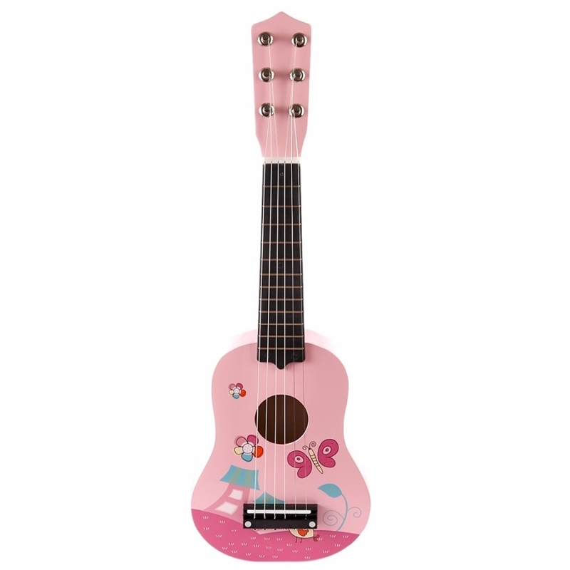 

High Quality 21 Inch Cute Cartoon 6 String Mini Wooden Guitar Kids Ukulele Musical Instruments Educational Toy Boys Girls Gifts Y200428