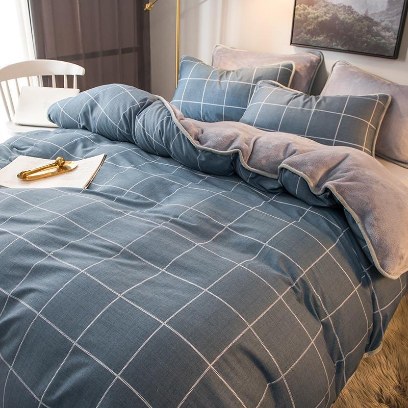 

Winter Bed Coral Fleece Four-piece Suit Pure Cotton Cotton Thick Flannel Bed Sheet and Duvet Cover Four-piece Suit Bedding Set