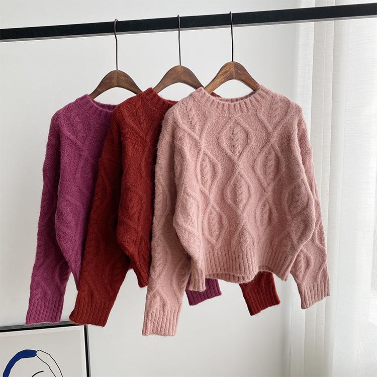 

Sweater female han edition of new fund of 2020 autumn winters twist backing turtleneck sweater coat, Pink