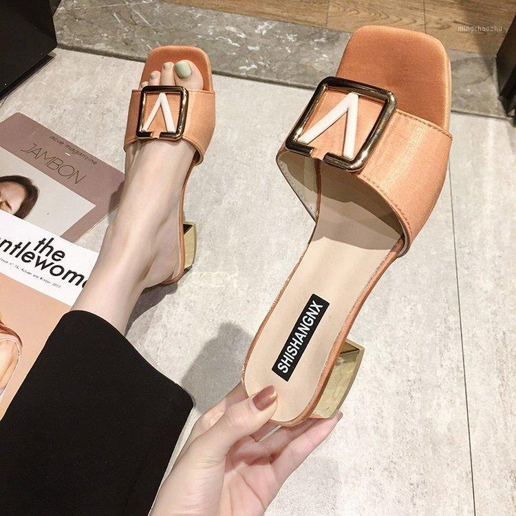 

Thick with cool Leisure and fashion the new 2020 V peep-toe han edition sweet summer high web celebrity with fashion1, Blue