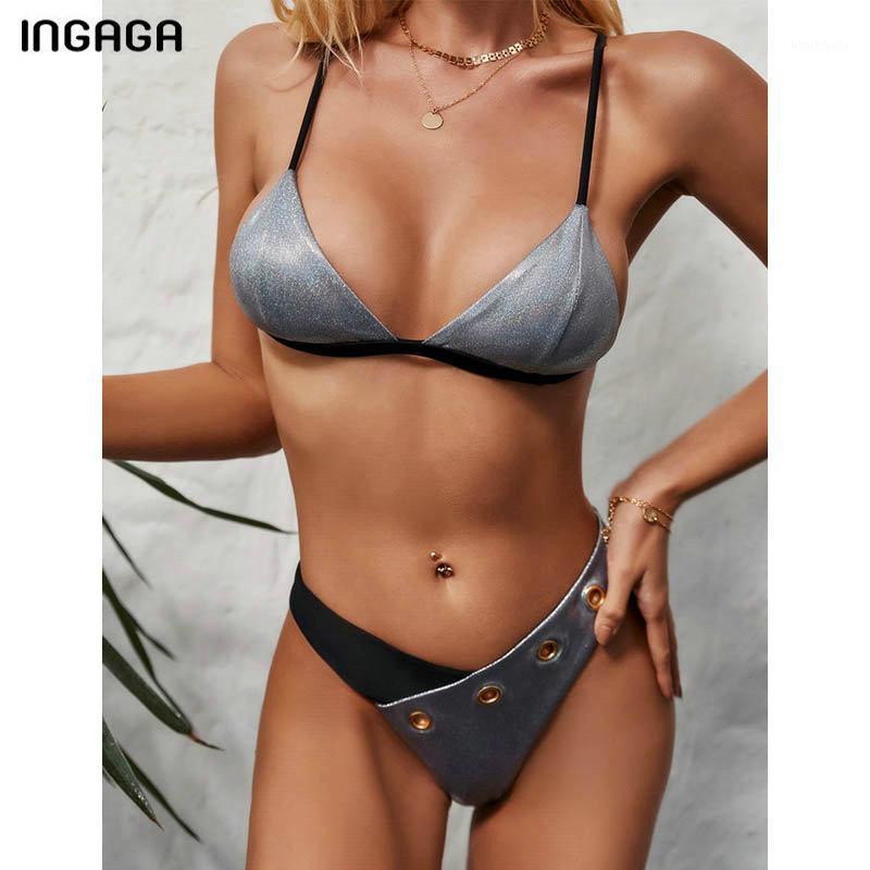 

INGAGA Push Up Bikinis Swimsuits Patchwork Swimwear Women Metal Ring Biquini Bathing Suit Women 2020 Strap Bikini Set Beachwear1