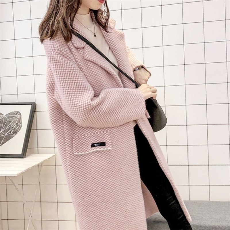 

Autumn/Winter New Korean style geared splicing sweater wool LAJ4, Pink.