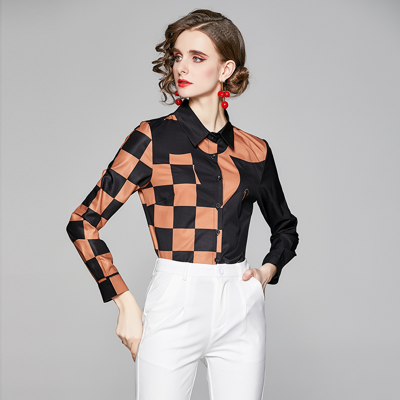 

2021 Fashion Button Shirts Long Sleeve Printed Women's Spring Runway Shirt Autumn Winter Plus Size Slim Office Ladies Designer Blouses Tops, Customize
