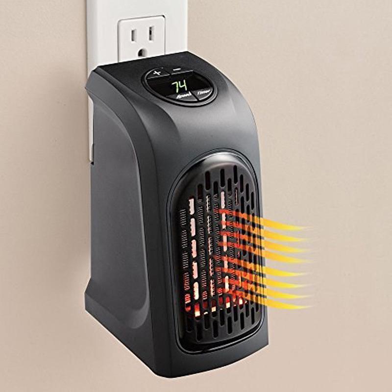 

Electric Wall Fan Heater Mini Portable Plug-in Personal Space Warmer for Indoor Heating Camping Any Place Adjustable Thermostat