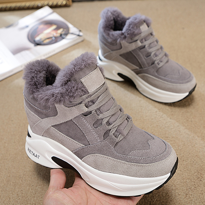 

2021 The New Women's Warm Winter Furry Skin High Rise Woman Shoe Shoes 5oly, Black