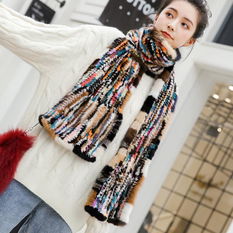 

AU008 New Arrival High-End Scarf Multi-Color Winter Colorful Mink Scarves Luxury