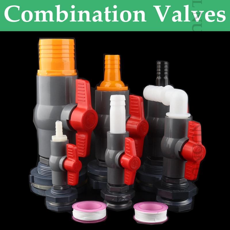 

1Set 1/2"1" Combination Valve Aquarium Pagoda Connector Fish Tank Drain Joint Aquarium Hose Drainage Accessories Valve Assembly, 1l2in valve 1