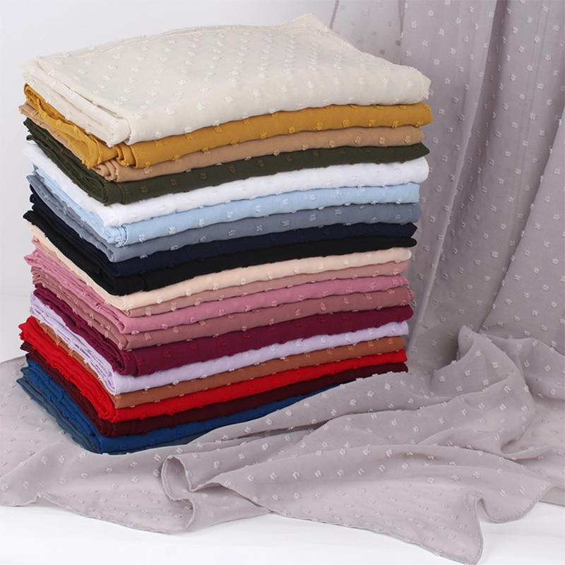 

Hair ball pearl chiffon Malaysia Indonesian ethnic style female headscarf Solid color hijab long scarf