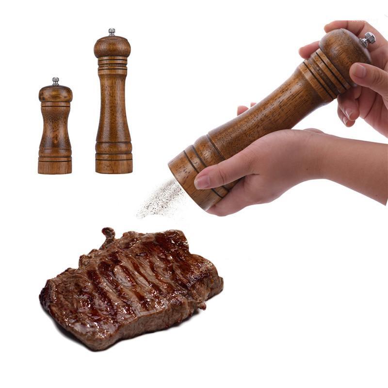 

Wooden Salt and Pepper Mills Manual Oak Wood Grinder Ceramic Grinding Kitchen Cooking Tools Brown1
