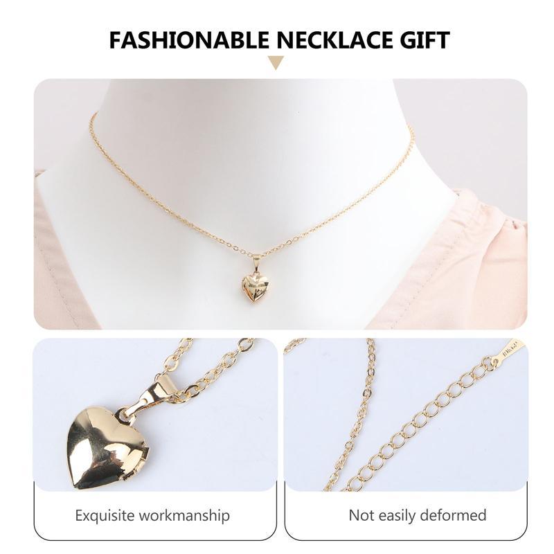 

Heart Shaped Pendant Locket Necklace Copper Necklace Women Jewelry Accessory