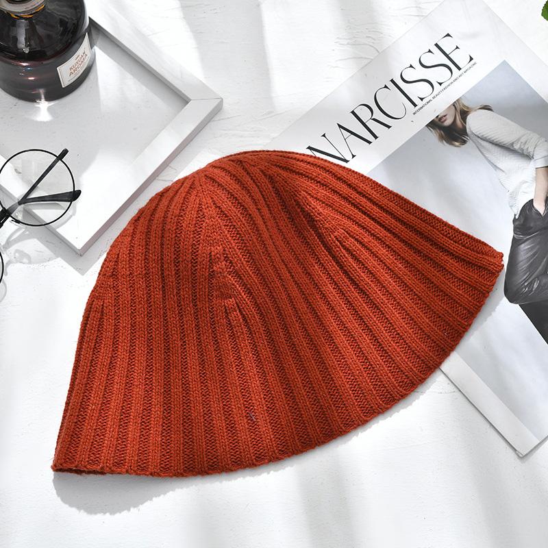 

Casual Solid Color Stripe Wool Knitted Bucket Hat for Women Autumn Winter Warm Lambswool Fisherman Basin Cap Female Beanie Hats, Yellow