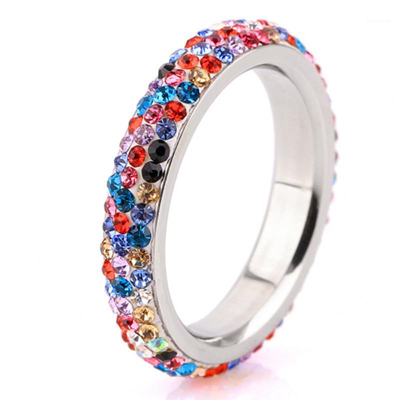 

Rhinestone Multicolor Crystal Engagement Ring Stainless Steel Fashion Jewelry For Women Gift1