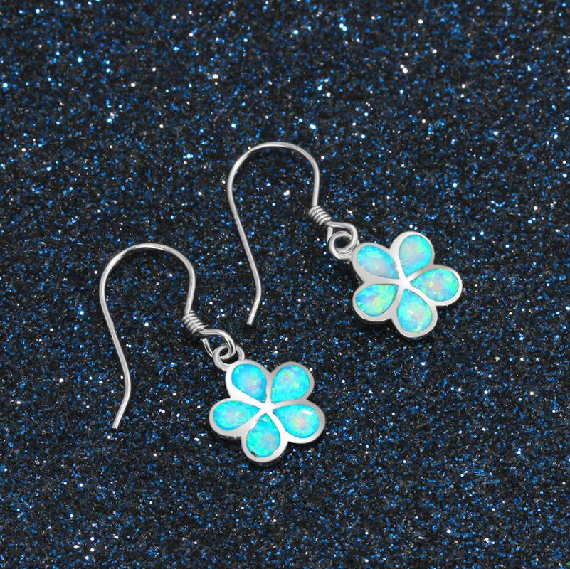

Dangle & Chandelier Fashion Exquisite Blue Opal Five Leaf Flower Earrings Elegant Bride Engagement Wedding Jewelry