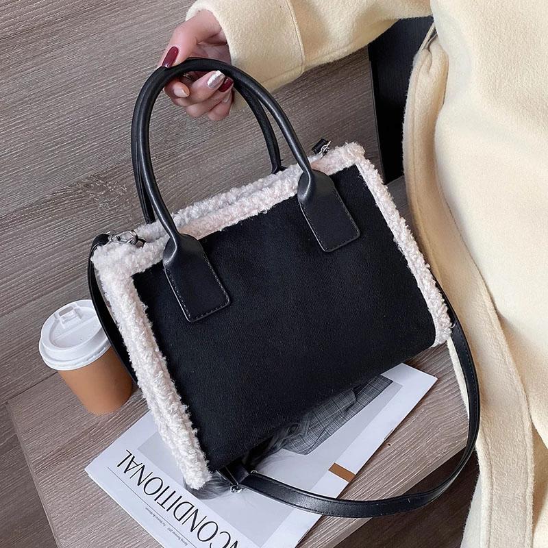 

Plush Scrub Leather Handbag for Women 2021 New Winter Women's Black Shoulder Bag Ladies Small Fashion Crossbody Bag