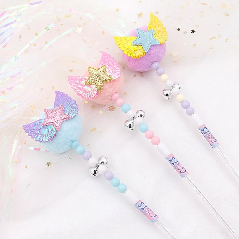 

Pet Cat Teaser Toys Feather Linen Wand Cat Catcher Teaser Stick Colorful Rod Interactive Toys For Grappige Kattenstok