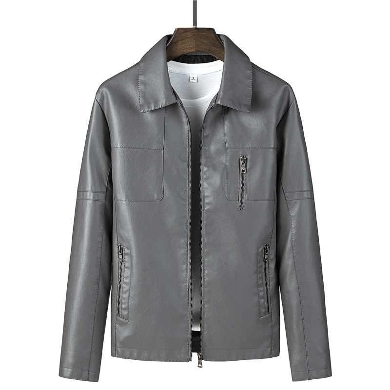 

2020 hot-selling new men's motorcycle thin man's leather jacket, Gray