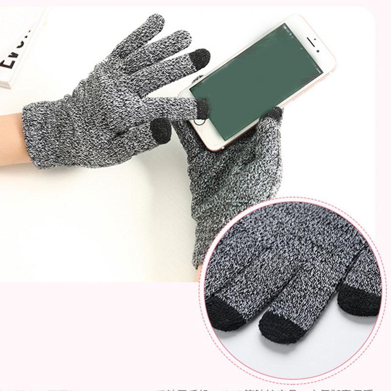 

Women Winter Full Finger Gloves Non-slip Gloves Knitting Woolen Knitted Touch Screen Full Finger Outdoor Soft Warm Mittens