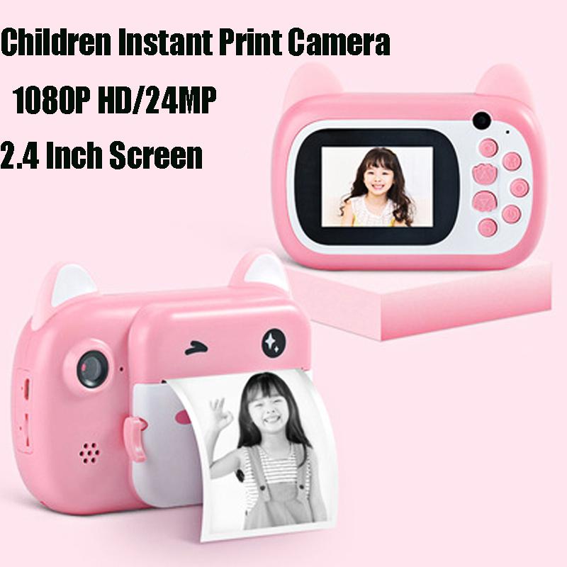 

Children Instant Print Camera For Kids Birthday Gift 1080P HD Cartoon Digital Camera With Thermal Photo Paper Gift For Christmas