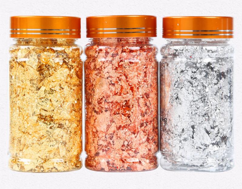 

Gold Leaf Flakes Copper Flakes for Gliding Arts Crafts Decoration Silver Copper Gold Foil Fragments Gold Flakes Crafts