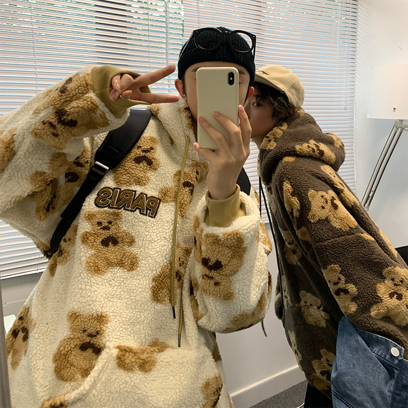 

2021 Celebrity Same Winter Hoodie Couple Deep Fried Street Half-open Sweater Jacket Loose 9fdy, Red