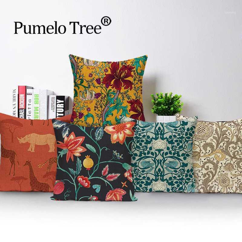 

Tropical Plants Cushion Cover Farmhouse Pillows Case Colorful Oil Painting Pillow Cases Linen Living Room Cushion Covers Kissen1, L2085-11