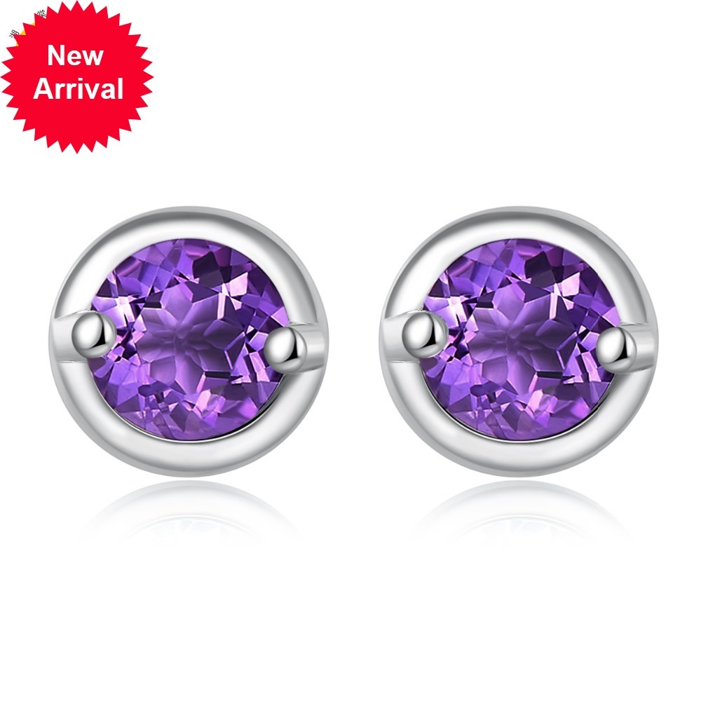 

Hutang feminine earrings of precious natural purple amethyst solid 925 silver sterling fine jewels new arrival present