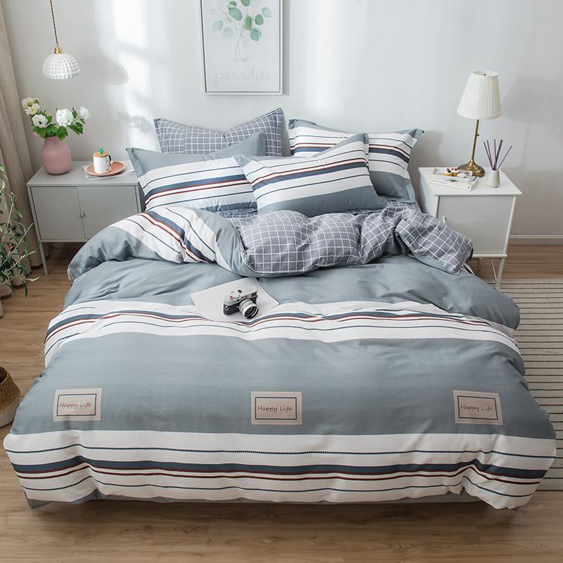 

Simple Striped 100% Cotton School Season 3/4pc Brief Style Bedding Set Twin Queen King Size Flatsheet Duvet/Blanketcover set, Xp20030