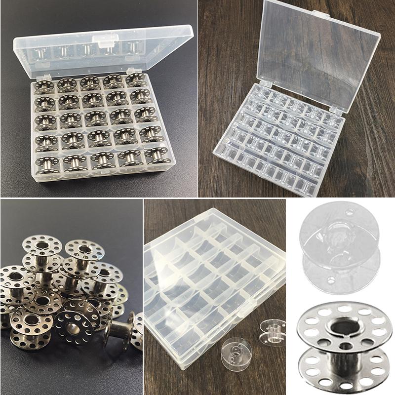 

25Pcs/Set Empty Bobbins Sewing Machine Plastic Case Storage Box for Sewing Machine Spools with Thread Storage Case Tools