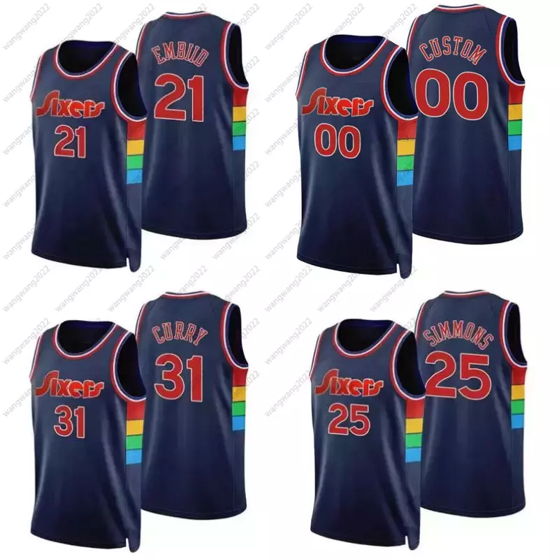 

75th Anniversary City 76ers's Jersey Joe Embiid 2021 Esition Tobias 12 Harris Matisse 22 Thybulle Seth Curry Tyrese 0 Maxey Ben Simmons Bask, Color6