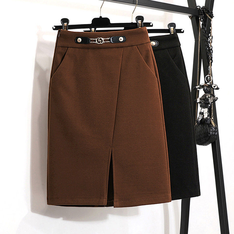 

2021 New women Autumn and Winter woolen retro skirt Female with medium belt Long skirts for y406 4RC0, Kase
