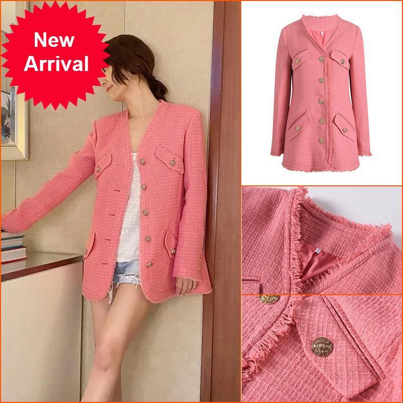 

2021 New Autumn New Brand of Women Elegant Luxury Wool Coat Sleeve Long Female Hot Temper Jackets Clothes Rarc, Black