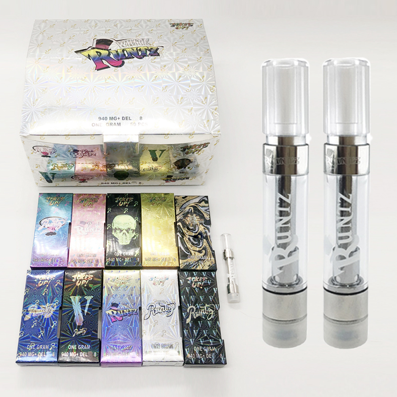 

Runtz Carts Vape Cartridges 0.8ml 1ml Press on Tip ecig Thick Oil Empty Vaporizer Pen Cartridge 510 Thread Ceramic Coil Atomizer with D8 packaging Box