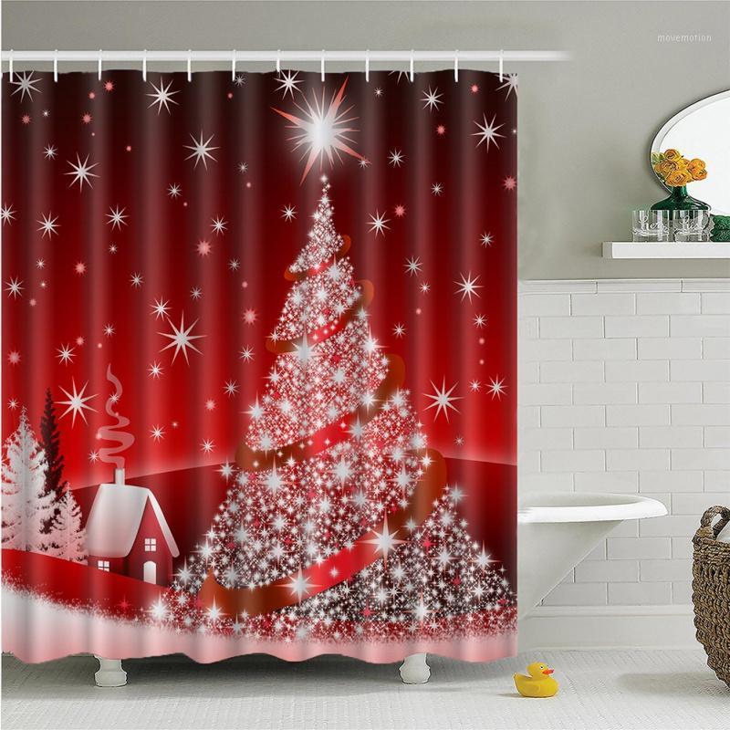 

Merry Christmas Santa Claus Shower Curtain Sleepy Snowman Pattern Waterproof Bathroom Shower Bath Curtain1