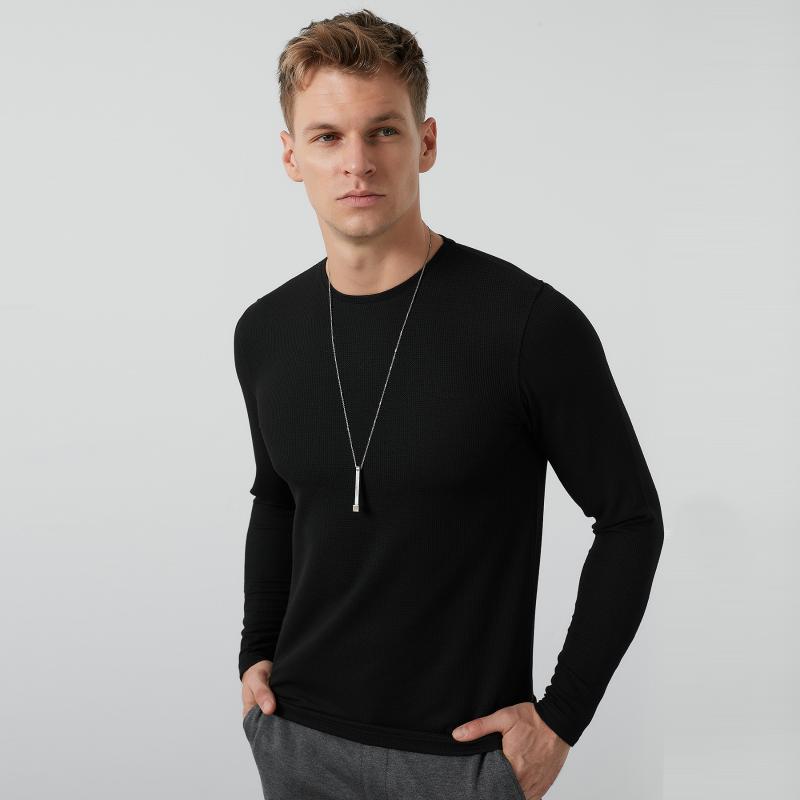 

Buratti Cotton Soft Textured Bike Collar Slim Fit Sweat MEN ' SWEAT 5906988, Black