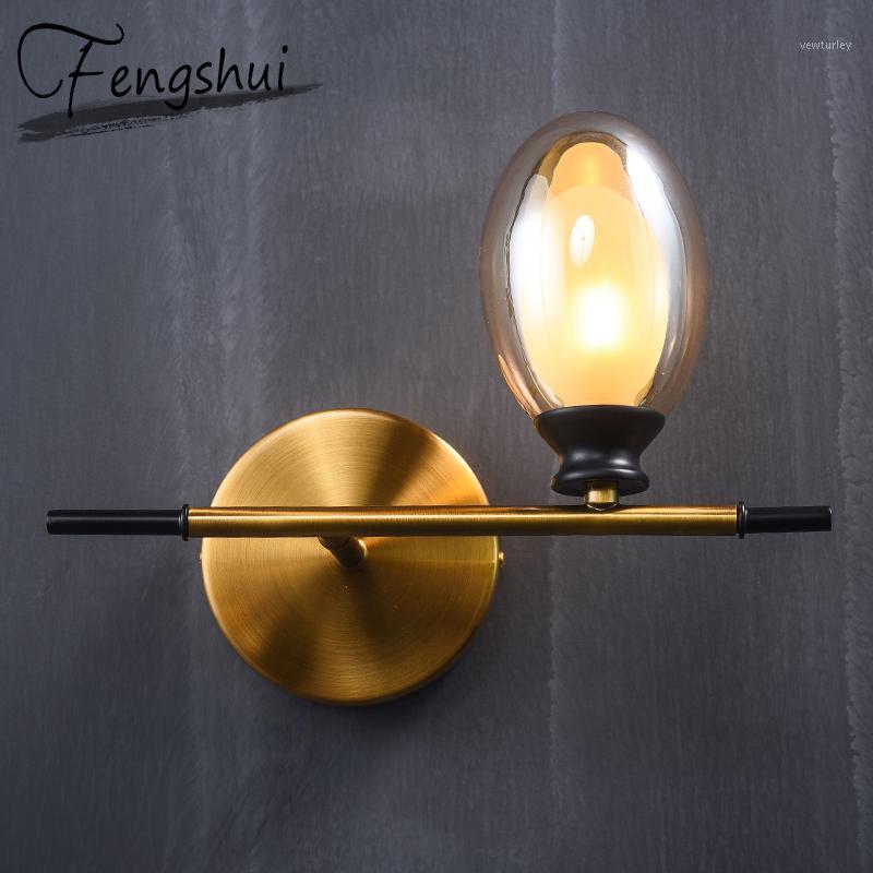 

Nordic Glass Iron LED Wall Lamps Indoor Decor Sconces Bedroom Light Fixture Bedside Studyroom Aisle Corridor Stairs Wall Light1