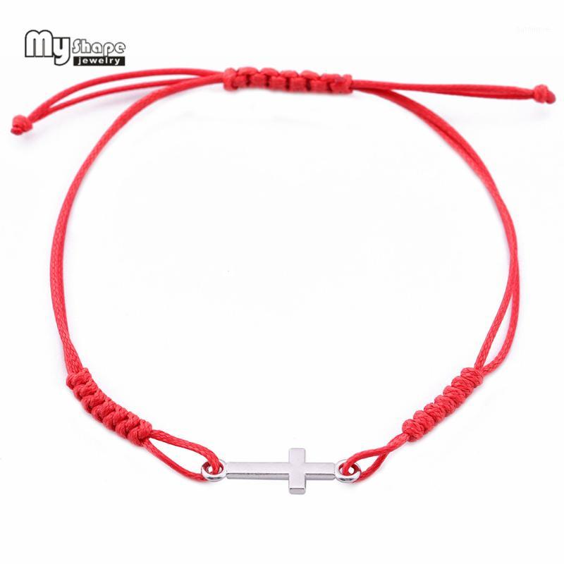 

My Shape Adjustable Znic Alloy Cross Charm Bracelet Waxed Rope Polyester Handmade Knot Religion Amulet Bracelets Bangles1