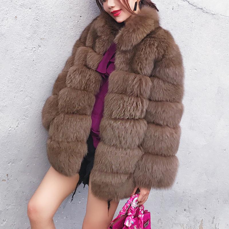 

KALENMOS 2020 Plus Size Winter Outerwear Furry Faux Fur Coat Women High Collar Long Sleeve Fake Fur Jacket fourrure coats mujer, Red