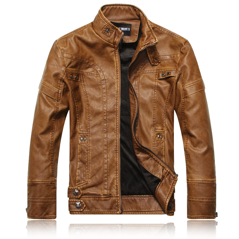 

Men's of the motorcyclist's leather jacket windbreak jackets plus size 3xl for men 9FEI, Orange