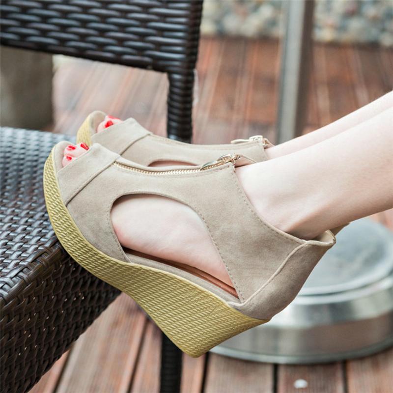

Women Shoes Summer Sandals Fashion Casual Peep Toe Platform Wedges Sandals Shoes Summer Fashion Style For Ladies, Black