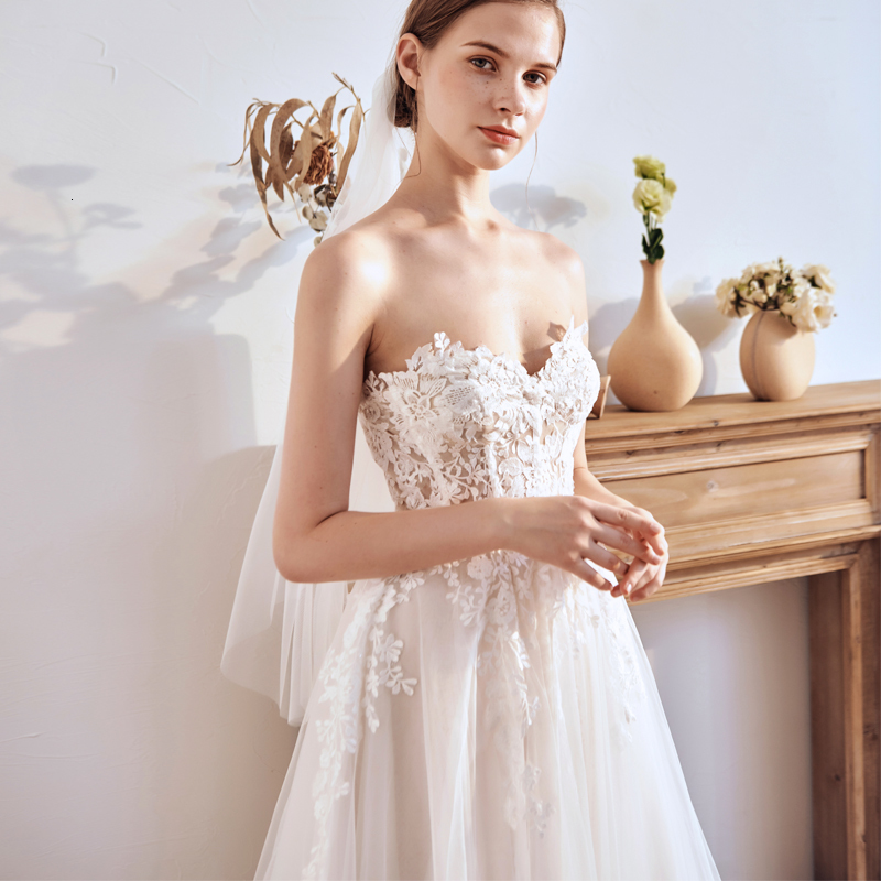 

2021 New *dress Moonlight*dresses Novia Robot Mari e Sexy Strapless Train Varredura* JP5Y, Same as the photos