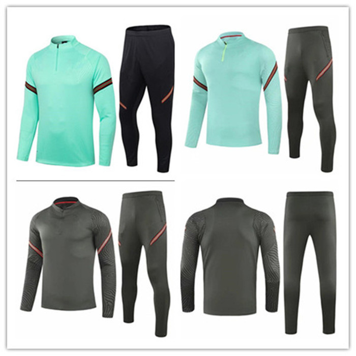 

20/21 tracksuits Mens soccer training 2021 football suit jogging tracksuit chandal futbol survetement foot, Green