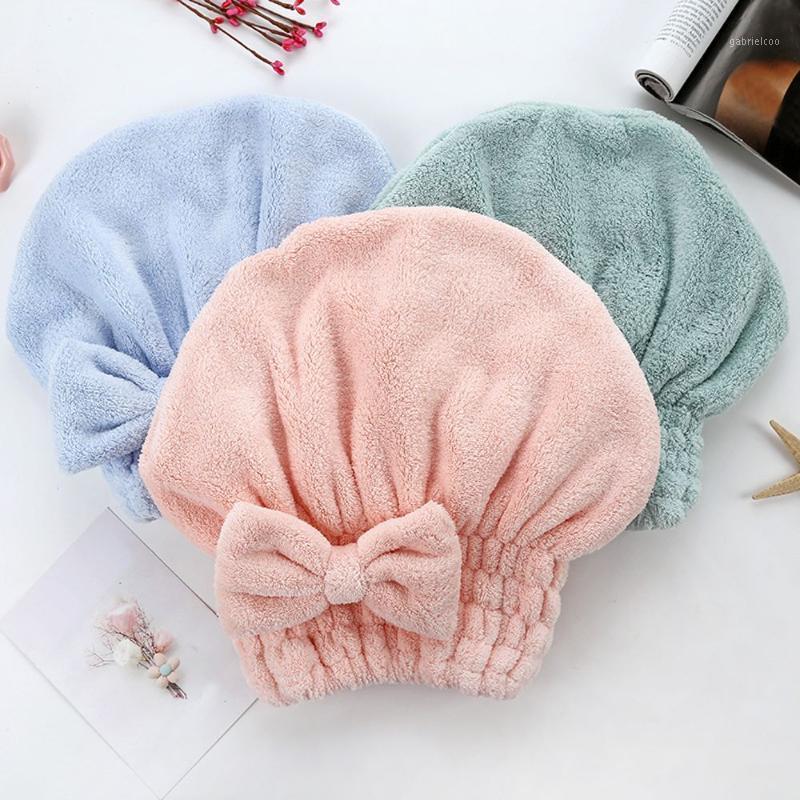 

1Pc Coral Fleece Shower Cap Environmental Protection Elastic Band Bath Hat Cap Quickly Dry Hair Hat Wrapped Towels Bathing1