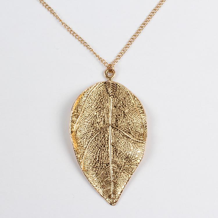 

Fashion Long Chain Statement Necklace Women Alloy Leaf Pendant Clavicle Pendant Necklace Collares Jewelry