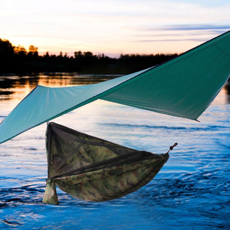 

Newest Arrival Canopy with Hammock Waterproof Outdoor Sun Awning+ Camping Hammock for Park Beach Blackish Green/Camel/Black1