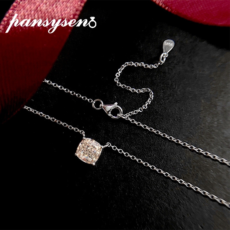 

PANSYSEN Classic 925 Sterling Silver 7MM created Moissanite Gemstone Wedding Engagement Pendent Necklace Wholesale Fine Jewelry Z1126