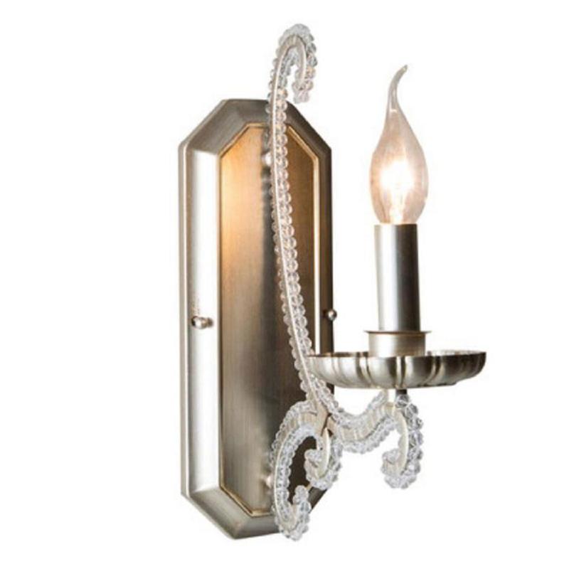 

Antique Candle Design Contemporary Wall Sconce with Glittering Crystal Beads Vintage Modern Art Decor Decorate Wall Light