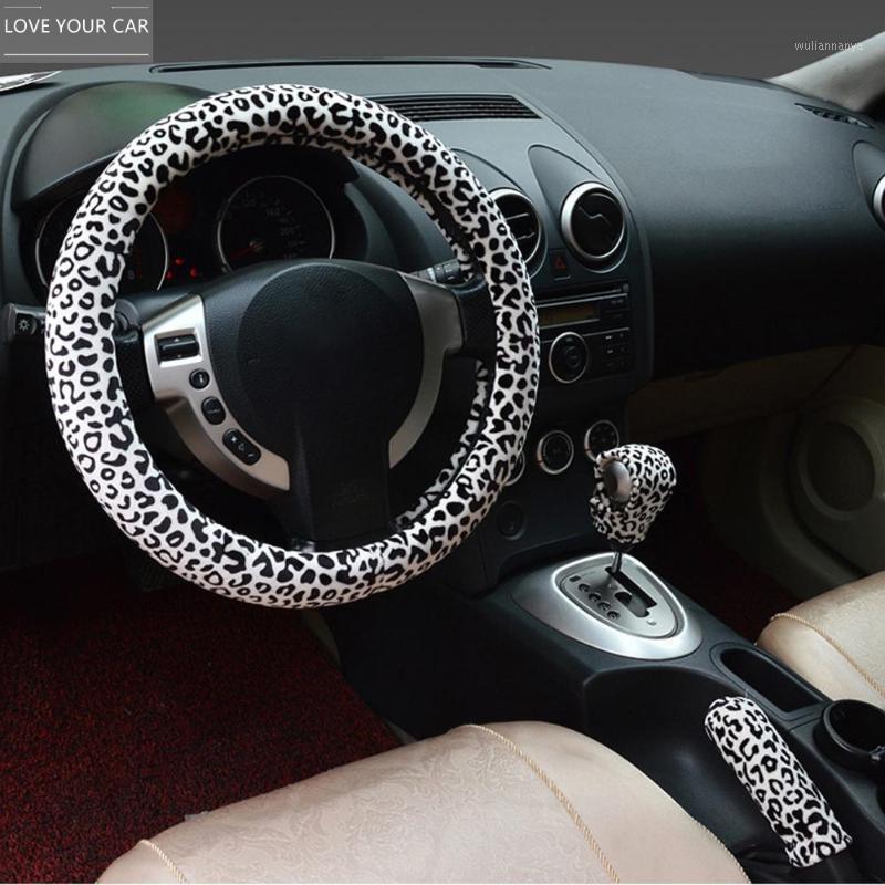 

Steering Wheel Covers 3Pcs 38cm Winter Leopard Print Cover Car Auto Accessories Set Series For Girl