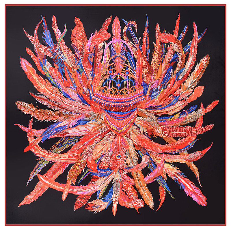 

Europe and the United States new fashion silk scarf twill simulation silk female 130cm big satellite royal crown printing shawl scarf