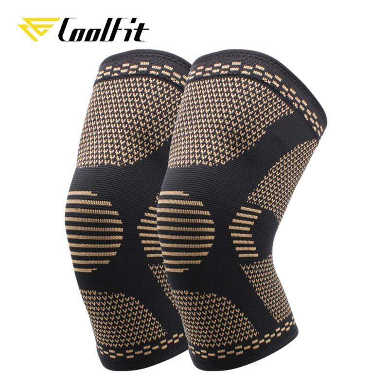 

CoolFit 1Pair Nylon Protective Knee Brace Support Compression Sleeve Knee Pad Wrap Volleyball Kneepad For Arthritis, Black