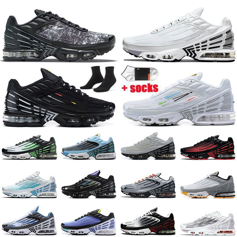 

Authentic Tuned 3 Tn Plus III Mens Women Running Shoes Cushions Laser Blue Ghost Green Triple Multi White Black Obsidian Aqua Trainers Sneakers With Socks, A#9 39-45